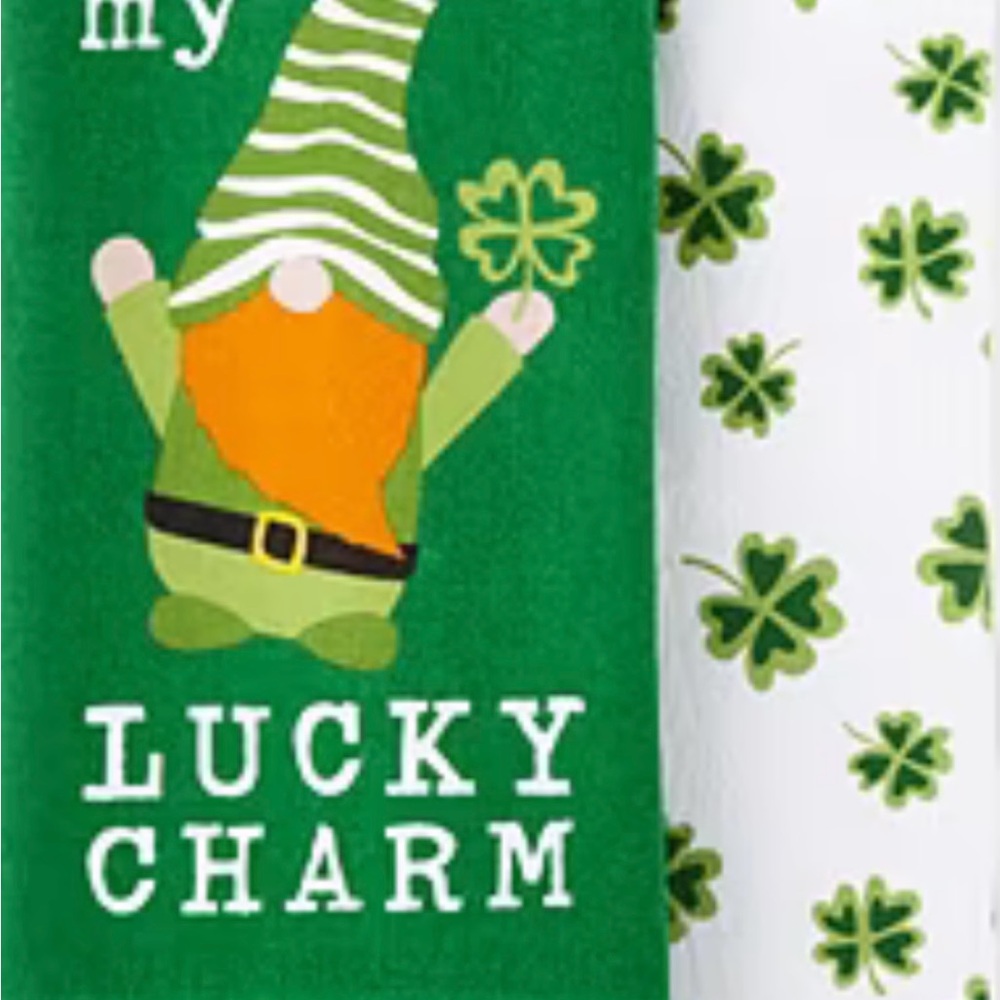 Green St. Patrick's Day Towel with Gnome Design
